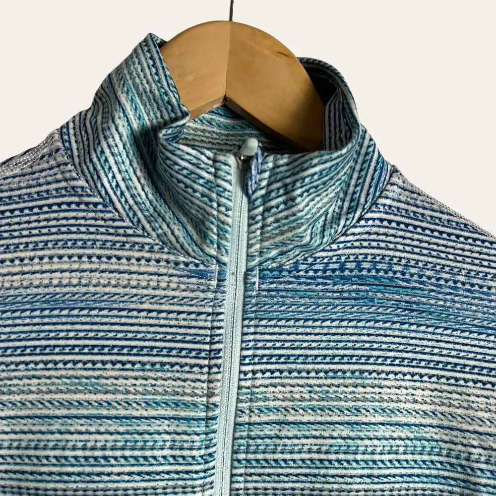 Nike Dri-Fit Blue Striped Long Sleeve Base Layer Running Pullover Top